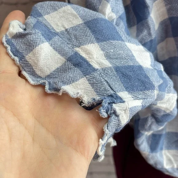Rails Athena Periwinkle Check wrap blouse size large - Picture 5 of 8